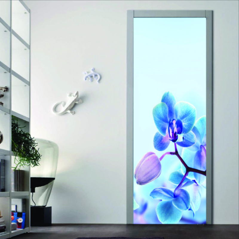 Αυτοκόλλητο πόρτας με Φύση με Μπλε ορχιδέα